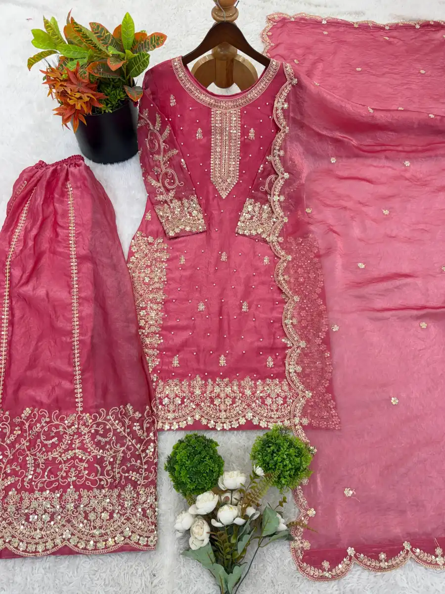 1DESIGNER FENDY SILK EMBROIDERY CODING AND SEQUENCE WORK TOP PALAZZO WITH DUPATTA FESTIVE WEAR WHOLESALE PRICE ETHNIC GARMENT (21)