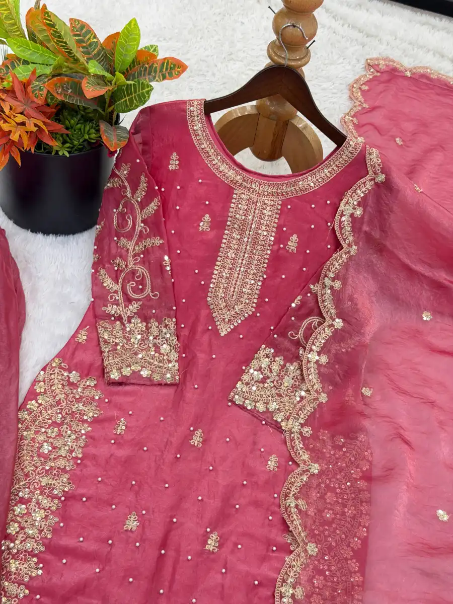 1DESIGNER FENDY SILK EMBROIDERY CODING AND SEQUENCE WORK TOP PALAZZO WITH DUPATTA FESTIVE WEAR WHOLESALE PRICE ETHNIC GARMENT (24)