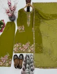 1DESIGNER GEORGETTE EMBROIDERY SEQUENCE WITH PEARL MOTI HAND WORK AND FANCY LACE BORDER WORK TOP PALAZZO WITH DUPATTA FESTIVE WEAR WHOLESALE PRICE ETHNIC GARMENT (23)