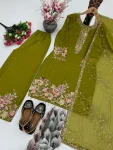 1DESIGNER GEORGETTE EMBROIDERY SEQUENCE WITH PEARL MOTI HAND WORK AND FANCY LACE BORDER WORK TOP PALAZZO WITH DUPATTA FESTIVE WEAR WHOLESALE PRICE ETHNIC GARMENT (23)