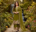 1DESIGNER GEORGETTE EMBROIDERY SEQUENCE WITH PEARL MOTI HAND WORK AND FANCY LACE BORDER WORK TOP PALAZZO WITH DUPATTA FESTIVE WEAR WHOLESALE PRICE ETHNIC GARMENT (23)