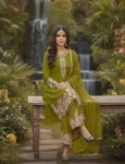 1DESIGNER GEORGETTE EMBROIDERY SEQUENCE WITH PEARL MOTI HAND WORK AND FANCY LACE BORDER WORK TOP PALAZZO WITH DUPATTA FESTIVE WEAR WHOLESALE PRICE ETHNIC GARMENT (23)