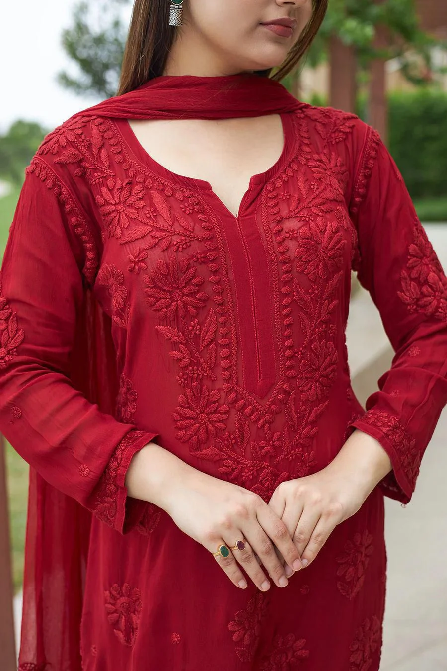 1DESIGNER GEORGETTE EMBROIDERY WORK TOP PALAZZO WITH DUPATTA OFFICE WEAR WHOLESALE PRICE ETHNIC GARMENT (12)