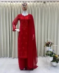 1DESIGNER GEORGETTE EMBROIDERY WORK TOP PALAZZO WITH DUPATTA OFFICE WEAR WHOLESALE PRICE ETHNIC GARMENT (11)
