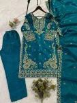 1DESIGNER GLASS ROMAN CODING WITH SEQUENCE EMBROIDERY WORK TOP BOTTOM WITH DUPATTA FESTIVE WEAR WHOLESALE PRICE ETHNIC GARMENT (2)