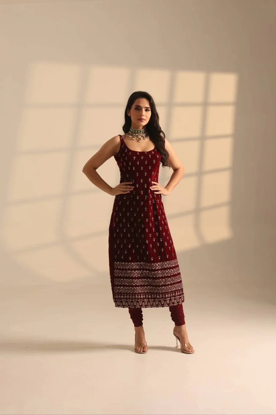 1DESIGNER ROAN GLASS SATIN GOLDEN CODING & ZARI SEQUENCE WORK TOP BOTTOM WITH DUPATTA FESTIVE WEAR WHOLESALE PRICE ETHNIC GARMENT (12)
