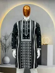 1DESIGNER SOFT SILK EMBROIDERY WORK AND SILVER SEQUENCE WORK MEN’S KURTA PAYJAMA FESTIVE WEAR WHOLESALE PRICE ETHNIC GARMENT (22)