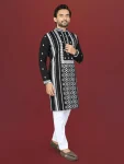 1DESIGNER SOFT SILK EMBROIDERY WORK AND SILVER SEQUENCE WORK MEN’S KURTA PAYJAMA FESTIVE WEAR WHOLESALE PRICE ETHNIC GARMENT (22)