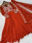 1DESIGNER STAR GEORGETTE SEQUENCE CODING & BEADS EMBROIDERY WORK GOWN WITH DUPATTA WEDDING WEAR WHOLESALE PRICE ETHNIC GARMENT (17)