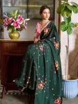 1DESIGNER TABBY FLOWER PRINT WITH FLOWER CUT DANA HANDWORK SAREE WITH UNSTITCHED BLOUSE PARTY WEAR WHOLESALE PRICE ETHNIC GARMENT (4)