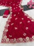 1DESIGNER VICHITRA EMBROIDERY AND MULTI THREAD WITH ARC CUT WORK BORDER SAREE WITH UNSTITCHED BLOUSE FESTIVE WEAR WHOLESALE PRICE ETHNIC GARMENT (7)