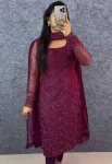 FANCY BUTTERFLY NET EMBROIDERY WORK TOP WITH DUPATTA WINE