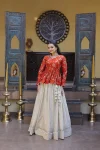 1FANCY COSMOS SEQUENCE & ZARI EMBROIDERY WITH MIRROR LACE WORK TOP LEHENGA WEDDING WEAR WHOLESALE PRICE ETHNIC GARMENT (20)