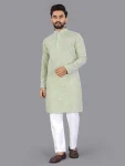 FANCY COTTON CHIKANKARI EMBROIDERY WORK MEN'S KURTA PAYJAMA PISTA