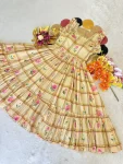1FANCY MUL CHANDERI CHECKS FLORAL PRINT WORK ONE PIECE DRESS DAILY WEAR WHOLESALE PRICE ETHNIC GARMENT (14)
