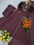 1FANCY VICHITRA SILK SEQUENCE CODING EMBROIDERY WORK TOP BOTTOM WITH DUPATTA FESTIVE WEAR WHOLESALE PRICE ETHNIC GARMENT (36)