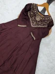1FANCY VICHITRA SILK SEQUENCE CODING EMBROIDERY WORK TOP BOTTOM WITH DUPATTA FESTIVE WEAR WHOLESALE PRICE ETHNIC GARMENT (36)