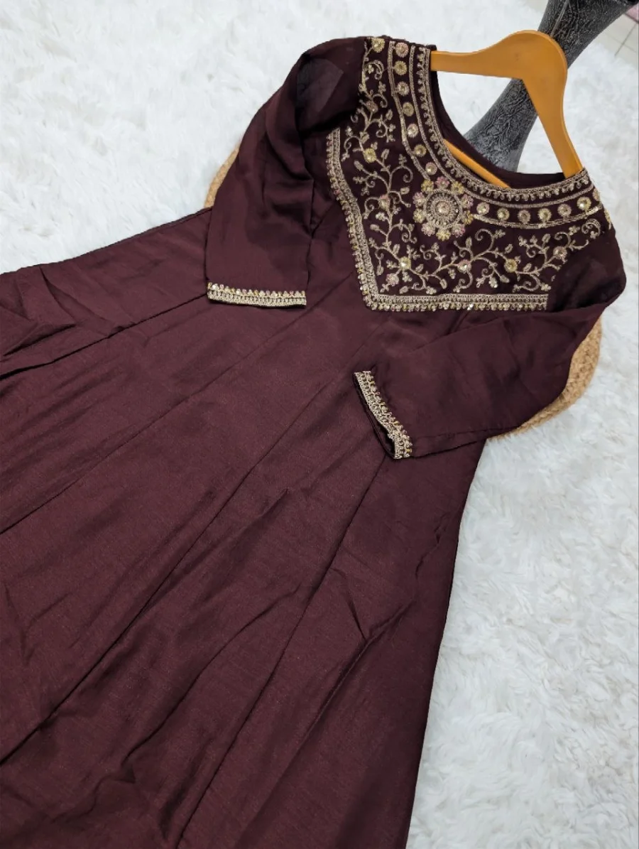 1FANCY VICHITRA SILK SEQUENCE CODING EMBROIDERY WORK TOP BOTTOM WITH DUPATTA FESTIVE WEAR WHOLESALE PRICE ETHNIC GARMENT (29)