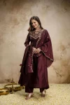 1FANCY VICHITRA SILK SEQUENCE CODING EMBROIDERY WORK TOP BOTTOM WITH DUPATTA FESTIVE WEAR WHOLESALE PRICE ETHNIC GARMENT (36)