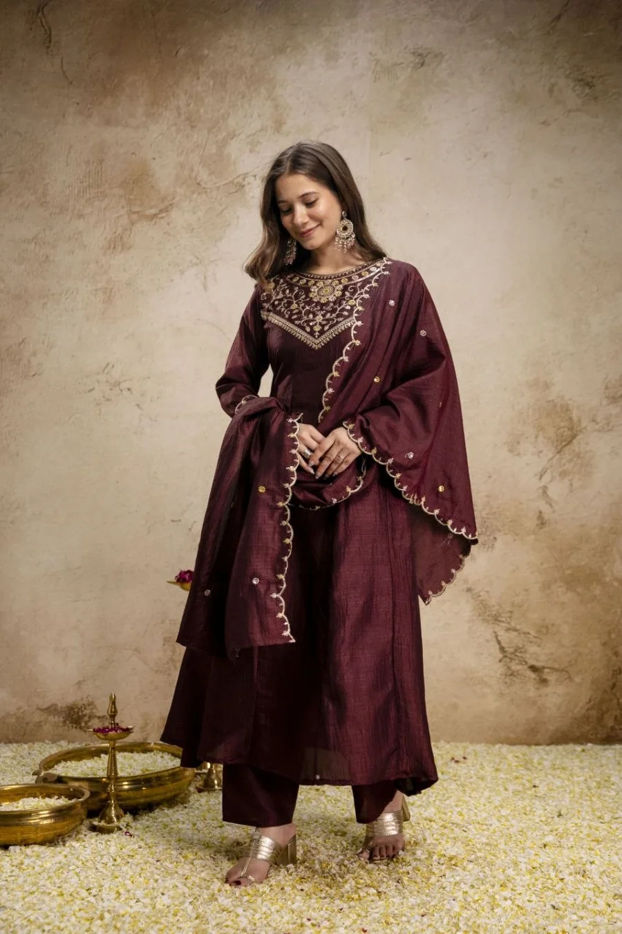1FANCY VICHITRA SILK SEQUENCE CODING EMBROIDERY WORK TOP BOTTOM WITH DUPATTA FESTIVE WEAR WHOLESALE PRICE ETHNIC GARMENT (35)