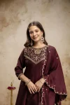 1FANCY VICHITRA SILK SEQUENCE CODING EMBROIDERY WORK TOP BOTTOM WITH DUPATTA FESTIVE WEAR WHOLESALE PRICE ETHNIC GARMENT (36)