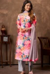 LATEST CHANDERI HANDWORK TOP BOTTOM WITH DUPATTA PINK
