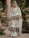 1MODERN FENDY SILK EMBROIDERY SEQUENCE WORK WITH HAND WORK TOP SHARARA WITH DUPATTA FESTIVE WEAR WHOLESALE PRICE ETHNIC GARMENT (12)
