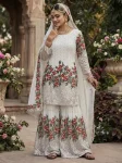1MODERN FENDY SILK EMBROIDERY SEQUENCE WORK WITH HAND WORK TOP SHARARA WITH DUPATTA FESTIVE WEAR WHOLESALE PRICE ETHNIC GARMENT (12)