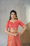 1MODERN LINENE COTTON SILK GOLD ZARI AND SELF DESIGN WORK SAREE WITH UNSTITCHED BLOUSE FESTIVE WEAR WHOLESALE PRICE ETHNIC GARMENT (21)