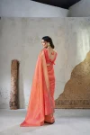 1MODERN LINENE COTTON SILK GOLD ZARI AND SELF DESIGN WORK SAREE WITH UNSTITCHED BLOUSE FESTIVE WEAR WHOLESALE PRICE ETHNIC GARMENT (21)