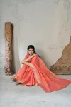 1MODERN LINENE COTTON SILK GOLD ZARI AND SELF DESIGN WORK SAREE WITH UNSTITCHED BLOUSE FESTIVE WEAR WHOLESALE PRICE ETHNIC GARMENT (21)