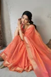 1MODERN LINENE COTTON SILK GOLD ZARI AND SELF DESIGN WORK SAREE WITH UNSTITCHED BLOUSE FESTIVE WEAR WHOLESALE PRICE ETHNIC GARMENT (21)
