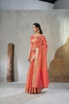 1MODERN LINENE COTTON SILK GOLD ZARI AND SELF DESIGN WORK SAREE WITH UNSTITCHED BLOUSE FESTIVE WEAR WHOLESALE PRICE ETHNIC GARMENT (21)