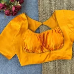 MODERN MALAI SATIN PLAIN STITCHED BLOUSE YELLOW