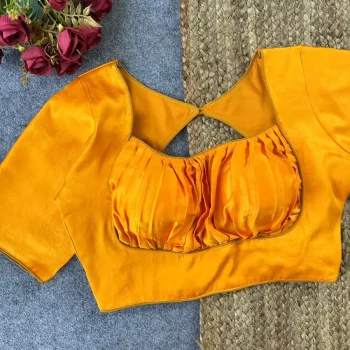 MODERN MALAI SATIN PLAIN STITCHED BLOUSE YELLOW