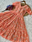 1MODERN MUSLIN SILK GINGHAM PRINT WORK ONE PIECE DRESS FESTIVE WEAR WHOLESALE PRICE ETHNIC GARMENT (11)
