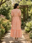 1MODERN MUSLIN SILK GINGHAM PRINT WORK ONE PIECE DRESS FESTIVE WEAR WHOLESALE PRICE ETHNIC GARMENT (11)