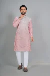 MODERN RAYON DIGITAL PRINT WORK MEN'S KURTA PAYJAMA BABY PINK