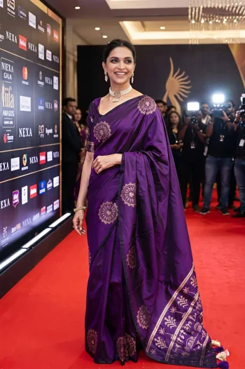 MOST PICKED LICHI SILK JACQUARD WORK SAREE WITH UNSTITCHED BLOUSE PURPLE