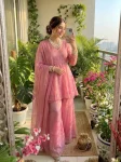 NEW ARRIVAL CRUNCHY SILK  PLAIN TOP PALAZZO WITH DUPATTA BABY PINK