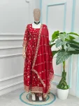 1NEW ARRIVAL FENDY SILK EMBROIDERY SEQUENCE ZARI WORK GOWN BOTTOM WITH DUPATTA FESTIVE WEAR WHOLESALE PRICE ETHNIC GARMENT (46)