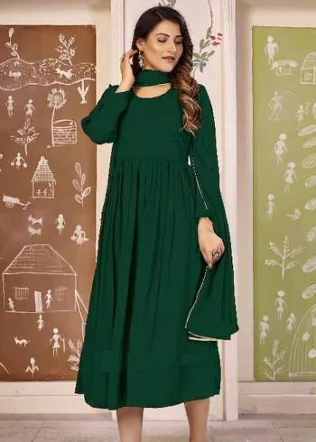 NEW ARRIVAL GEORGETTE PLAIN TOP WITH DUPATTA GREEN