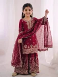 1NEW ARRIVAL GMY SILK EMBROIDERY SEQUENCE WORK MOTHDER DAUGHTER SET FESTIVE WEAR WHOLESALE PRICE ETHNIC GARMENT (5)