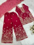 1NEW ARRIVAL GMY SILK EMBROIDERY SEQUENCE WORK MOTHDER DAUGHTER SET FESTIVE WEAR WHOLESALE PRICE ETHNIC GARMENT (5)