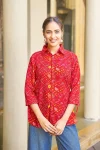 NEW ARRIVAL POLY RAYON PRINT WORK TOP RED