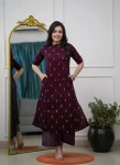 NEW ARRIVAL RAYON FOIL WORK TOP PENT SET WINE