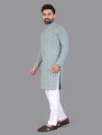 1RICH LOOK COTTON CHIKANKARI EMBROIDERY WORK MEN’S KURTA PAYJAMA FESTIVE WEAR WHOLESALE PRICE ETHNIC GARMENT (20)