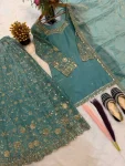 1RICH LOOK FENDY SILK THREAD WITH SEQUENCE EMBROIDERY, ZARI WORK TOP PALAZZO WITH DUPATTA FESTIVE WEAR WHOLESALE PRICE ETHNIC GARMENT (7)