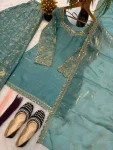 1RICH LOOK FENDY SILK THREAD WITH SEQUENCE EMBROIDERY, ZARI WORK TOP PALAZZO WITH DUPATTA FESTIVE WEAR WHOLESALE PRICE ETHNIC GARMENT (7)