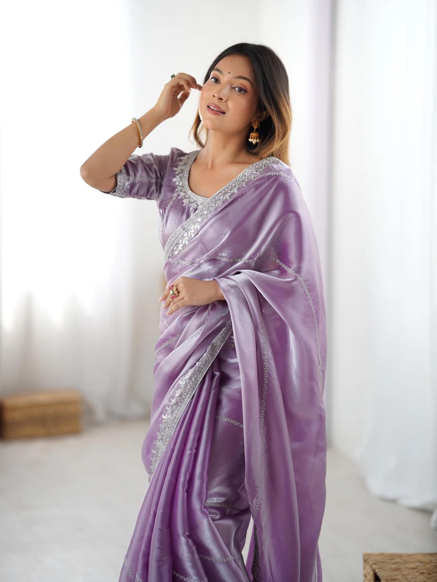 1RICH LOOK JMC SILK THREAD & SEQUENCE EMBROIDERY WITH PIPING WORK SAREE WITH UNSTITCHED BLOUSE FESTIVE WEAR WHOLESALE PRICE ETHNIC GARMENT (6)